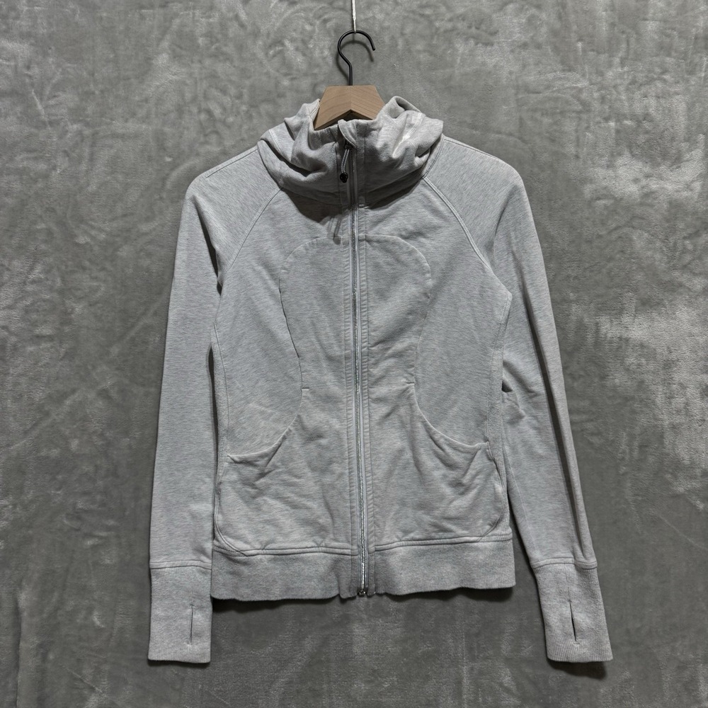 Lululemon Scuba Hoodie Women's 4 Gray Stretch Long Sleeve Slim Fit Full Zip